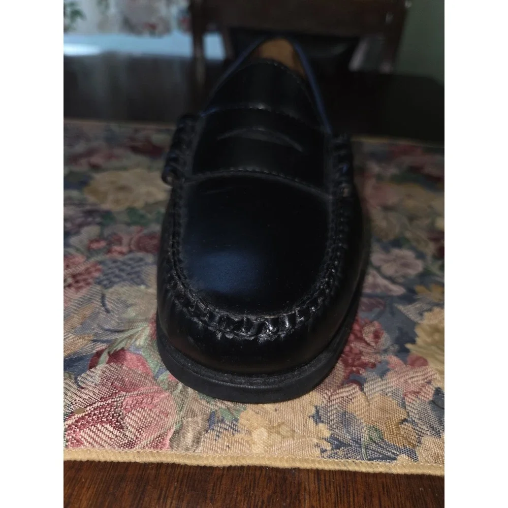 J.Crew Mens Camden Black Leather Penny Loafers AV166 Size 8.5 Slip On Dress Shoe